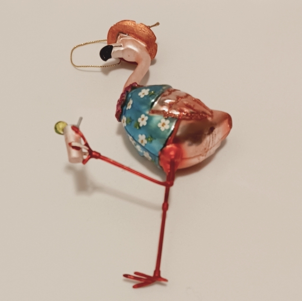 Colorful Flamingo Bird Ornament Approx. 7"